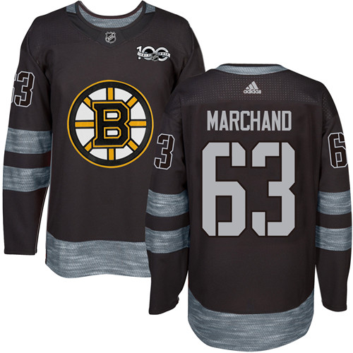 Kinder Boston Bruins Eishockey Trikot Brad Marchand #63 Authentic Schwarz 1917-2017 100th Anniversary